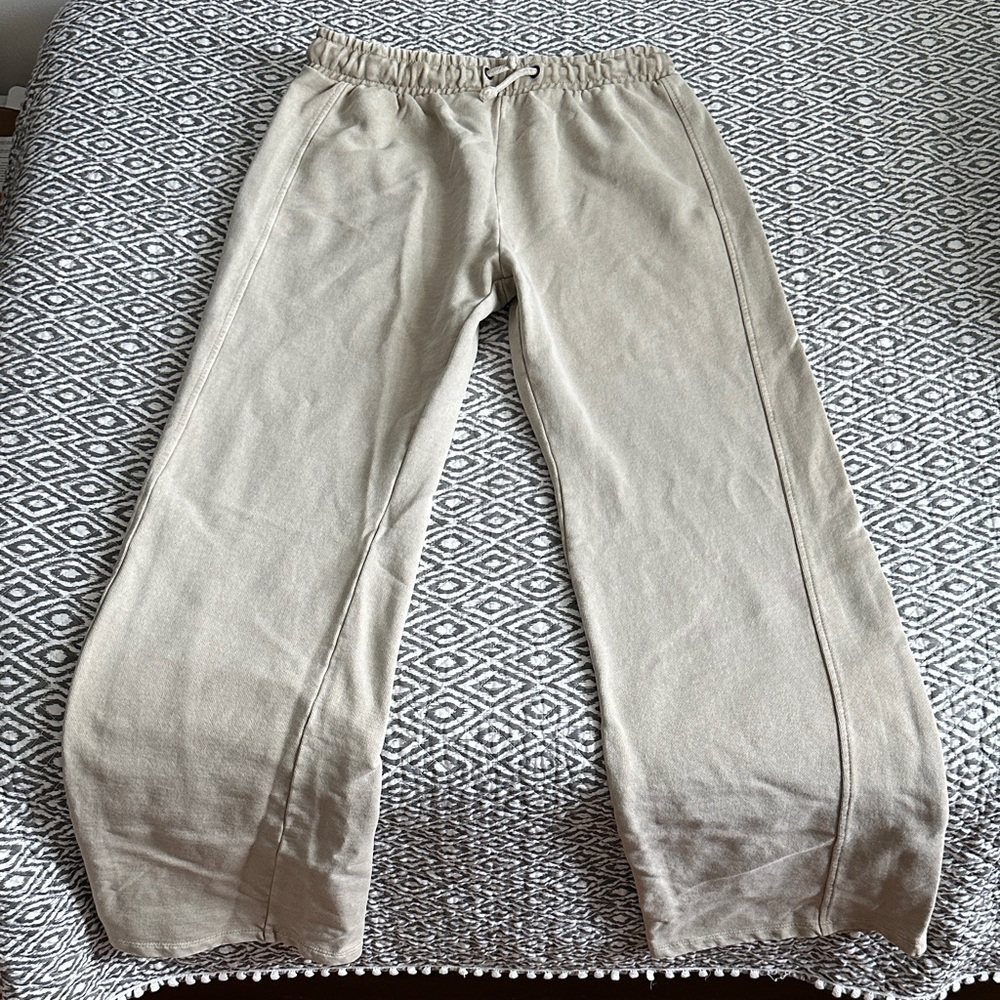 Mango Light Tan Drawstring Pants